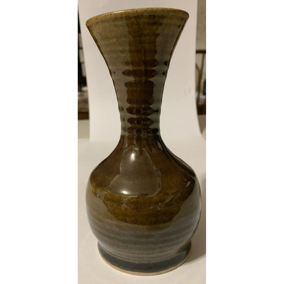Pigeon River Pottery Tim Kerns Signed Brown Drip 6" Vase Early 2005 Wheel Thrown - Picture 14 of 16